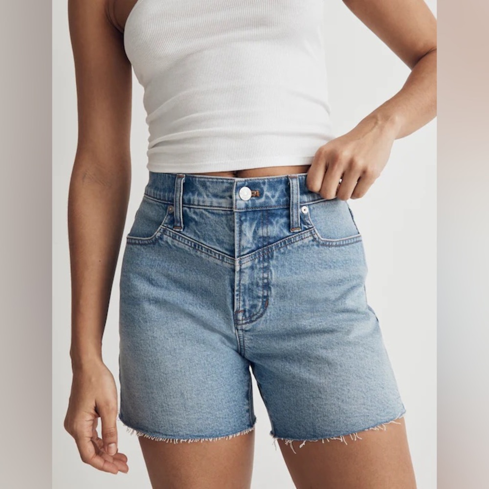 NWT Madewell The Perfect Vintage Mid-Length Jean Short Women's 32 Medium Wash